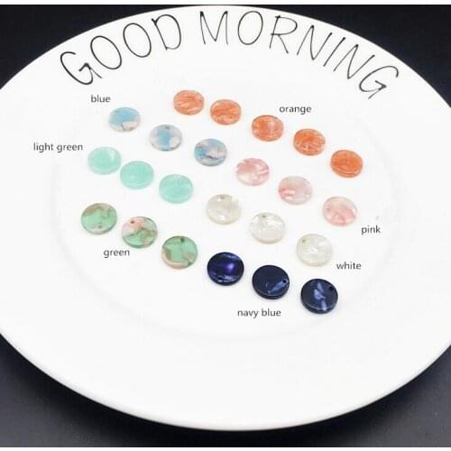 10pcs 12x12mm cellulose acetate solid round charm for jewelry making and crafting fashion earring pendants