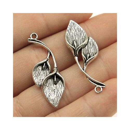 10PCS/lot 40*14mm Leaf Metal Charms Pendants Antique Silver Color Making DIY Handmade Tibetan Jewelry DIY