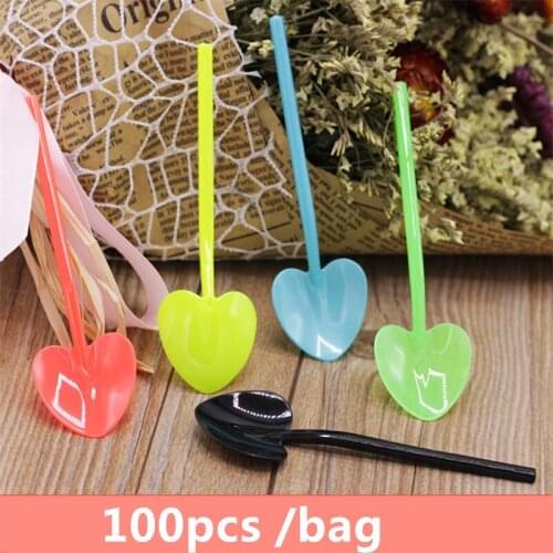 100pcs Plastic Disposable Mini Shovel Spoon Potted Ice Cream Cake Spoon for Kids Dessert Tea Coffee Spoons Kitchen Tools