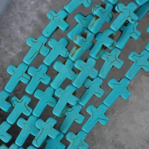 12x16MM Blue Howlite Loose Beads Cross Strand 15.5 Inch Jewelry Making C059