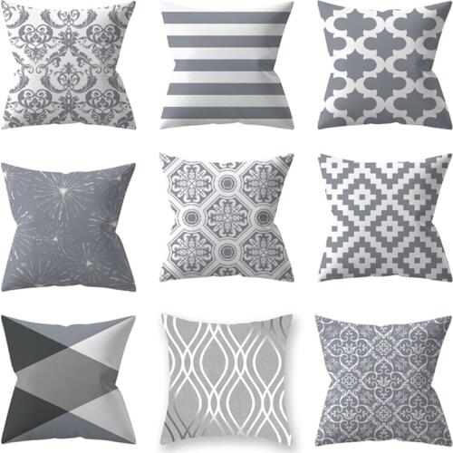 18 Inch Sofa Gray Geometric Elements Pillow Case Lumbar Home Decor Cushion Cover Throw Protectors