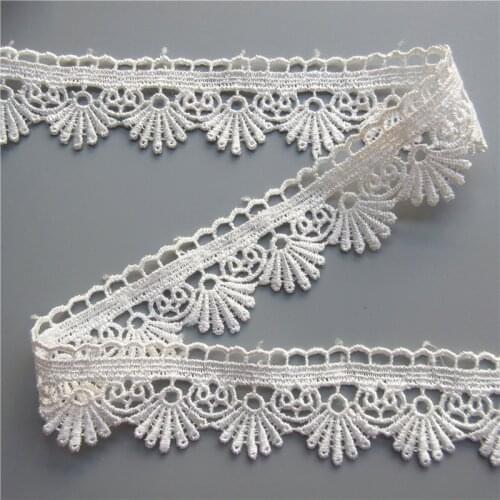 2 yard White Polyester Fan-shaped Embroidered Lace Trim Ribbon Fabric Handmade DIY For Garment Sewing Supplies Craft Decoration