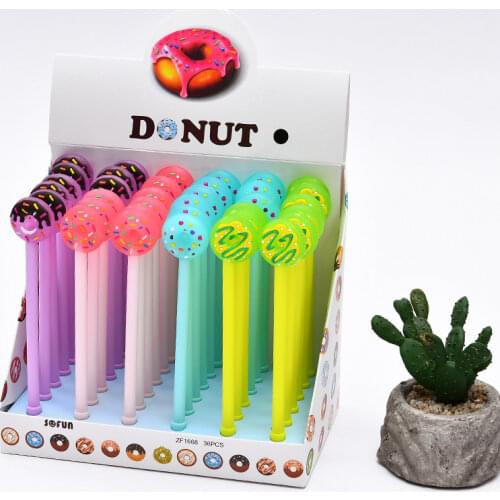 36pcs/pack 0.5mm black ink creative cartoon donut gel pen/student prize promotion gift sign pen office school supplies