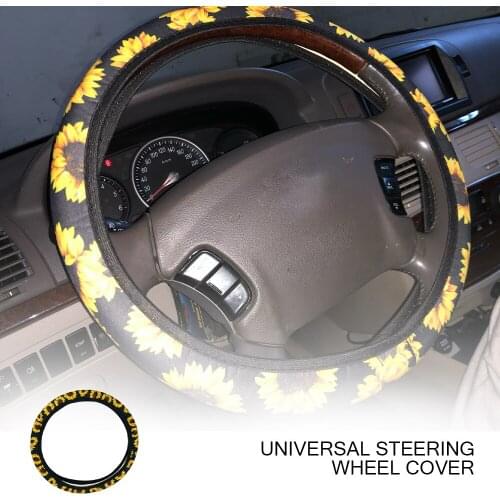 37-38cm Car Steering Wheel Cover Daisy Flower Auto Interior Decoration Knitted Steering Wheel Cover Universal Car Accessories
