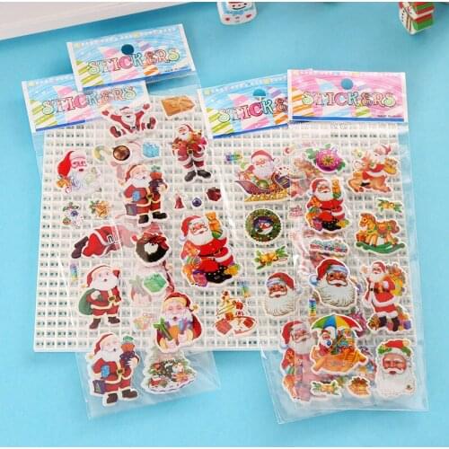 5Pcs Cartoon Fashion Santa Claus Stereo PVC Bubble Wall Stickers Classic Children Small Prizes Christmas Gifts Home Decoration