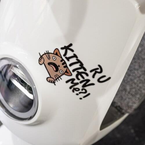 Car Styling Vinyl Decal Cute Meow Cat RU KITTEN ME Funny Motorcycle Head Bike Decal Sticker 12x12cm