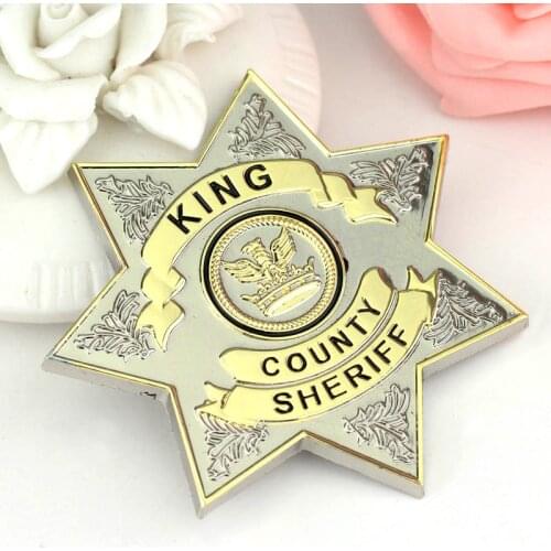 Movie Jewelry The Walking Dead Brooches Uniform Star King County Sheriff Badges Gaes Cosplay Letter Lapel Pins Brooches For Fans
