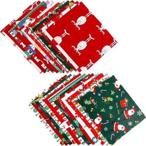 Dailylike 24 Pieces Cotton Fabric Christmas Fabric Bundles Sewing Square Patchwork for DIY Craft Christmas Party Supplies
