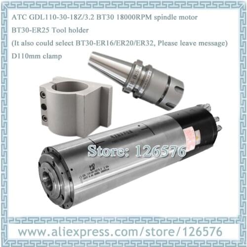 GDL110-30-18Z/3.2 18000rpm BT30 automatic Water cooled spindle motor D110mm AC220V 3.2kw ATC Spindle motor