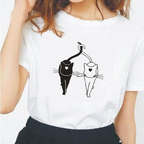 Cartoon Cat Pet Animal Cute Graphic T Shirt Women Tops Summer Short Sleeve Casual Tee Shirt Femme Harajuku Tshirt Camiseta Mujer