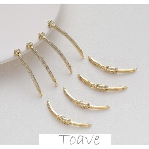 Electroplating color-preserving copper inlaid zircon crystal double hanging knotted nail type diy bracelet pendant accessory