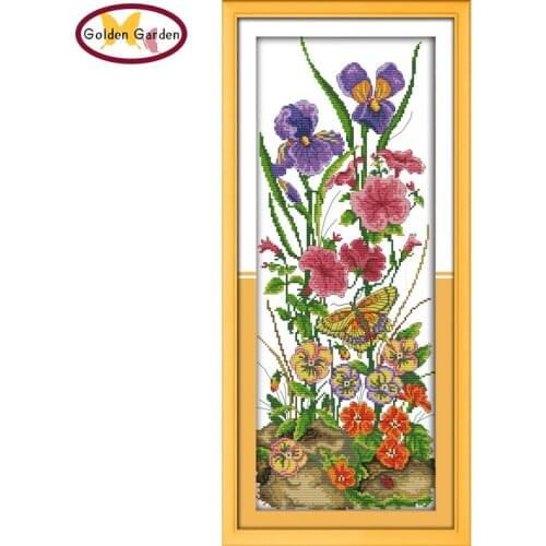 GG Butterflies Over Flowers Cross Stitch Embroidery Kit 11CT14CT Joy Sunday Chinese Cross Stitch Painting Pattern for Home Decor
