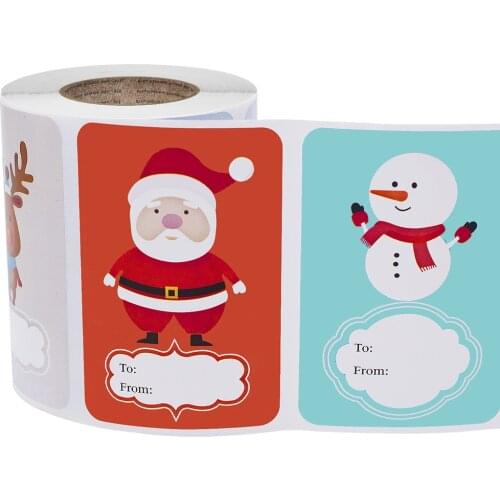 250pcs/roll 6 Christmas Gift Name Tags Designs Adhesive Present Seal Labels 2*3 Inch Christmas Decals Gift Package XMAS Stickers