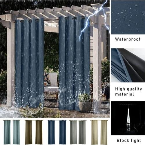 Indoor Balcony Window Curtain Simple Full Blackout Solid Color Fine Linen Waterproof Heat Insulation Outdoor Bedroom Curtains
