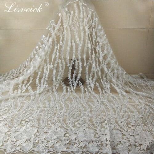 1yard 125cm width white flowers grass gorgeous embroidery lace fabric French lace fabric mesh tulle lace for wedding dress