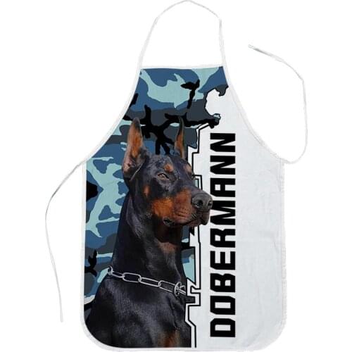 Parent-child Kitchen Apron Pet Dog Doberman Printed Sleeveless Polyester Aprons for Gardening Restaurant Home Cleaning Tools
