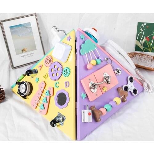 Multifunctional Pyramid Busy Boards Montessori Toy Wood Lock Box Ability Training Cognitive Method Activity Board Education Toys