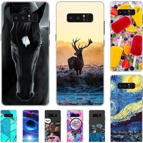 Fashion Bumper Cute Case For Samsung Galaxy Note 8 N950 Note8 N950FD 6.3" Case Soft Silicone Cat Horse Flower Cover Back Shell