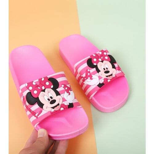 2021 Disney New Childrens Minnie Slippers Summer Cartoon Home Non-slip Sandals and Slippers Childrens Mickey Outdoor Sandals