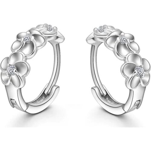 New Arrival Women Fashion Flower Hoop Earrings 925 Sterling Silver Wedding/Engagements Jewelry Wholesale