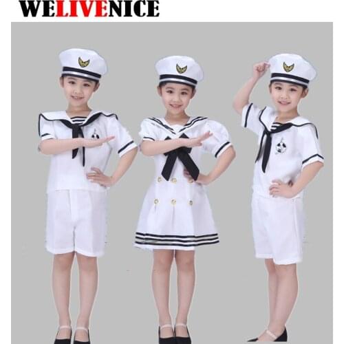 Baby Girl Dress Girls Summer 2017 Style White Blue Navy Stripe Bow Dresses Girl Sailor Clothes Cosplay Costume 71415