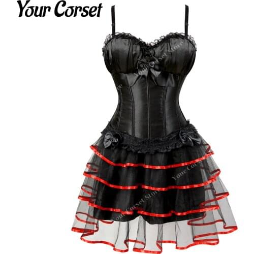 Corset Dress With Skirt Ribbon Straps Corset Lingerie Dresses Plus Size Victorian Corset Skirt High Waisted Fairy Cute Sweet