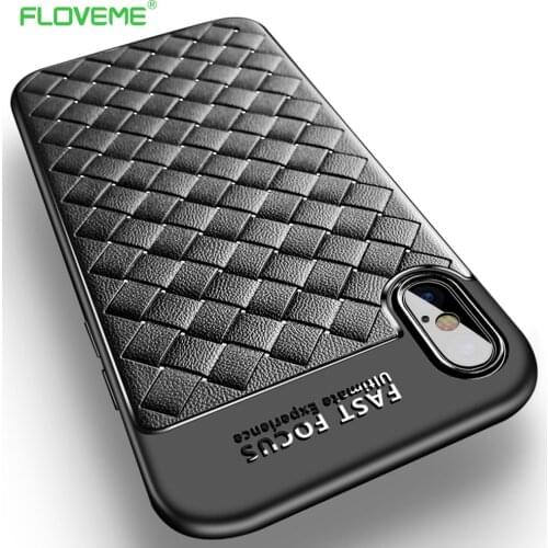 FLOVEME Luxury Grid Case For iPhone 6 6S iPhone 7 8 Plus Ultra Thin Silicon Capinhas For iPhone X 6 6s Phone Cases Accessories
