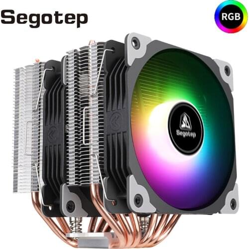 Segotep 6 Heat Pipes CPU Cooler Double 120mm ARGB PWM Cooler Fan Silent 12V/4Pin Air-Cooled Radiator LGA 2011 1151 1155 AMD AM4