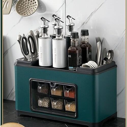 Zq Seasoning Rack Seasoning Jar Table Top Spice Jar Knife Rack Draining Household Storage Box