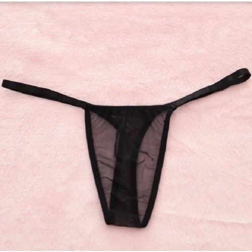 Women Sexy Transparent Crotch Thong Kawaii Ladies Lingerie Low Waist G-String Erotic Micro Mini mesh Lace Panties Underpans