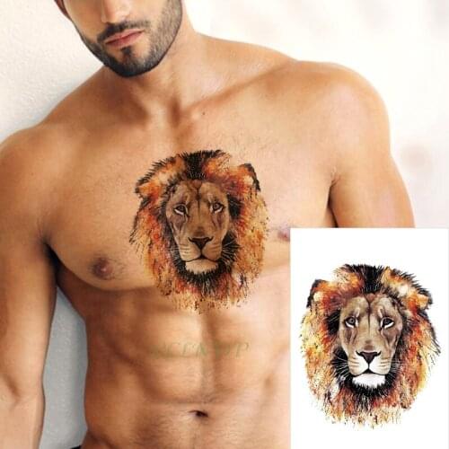 Waterproof Temporary Tattoo Sticker lion king yellow hair big animal tatto colour fake tattoos flash tatoo for men women kid