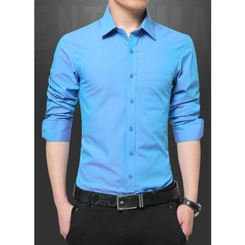 High Quality 2021 New Dress Shirt Men Fashion Candy Color Long-sleeved Shirt Male Spring Mens Solid Color Casual Mens Clothing