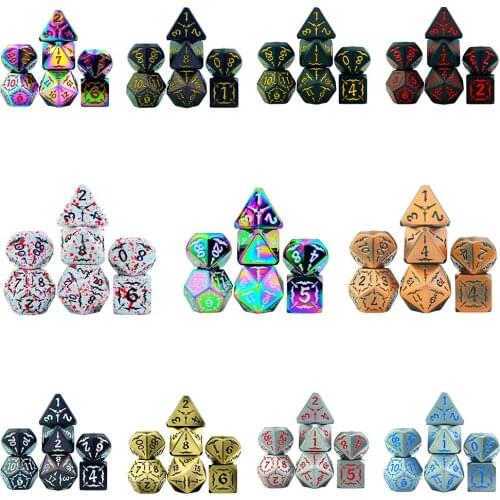Top Quality Polyhedron Metal Dice Set for Role Playing DND RPGs Board Game with Storage Bag