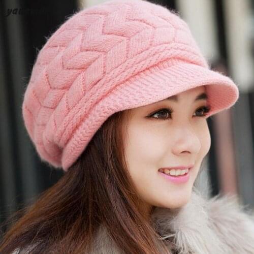 Women hats winter woman caps hat female knitted sweater Fall Winter Beanies Knitted Hats Rabbit Fur Cap Snapback y18