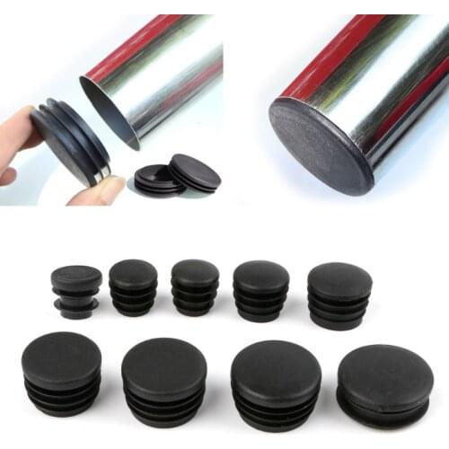 10Pcs Black Plastic Furniture Leg Plug Blanking End Cap Bung For Round Pipe Tube