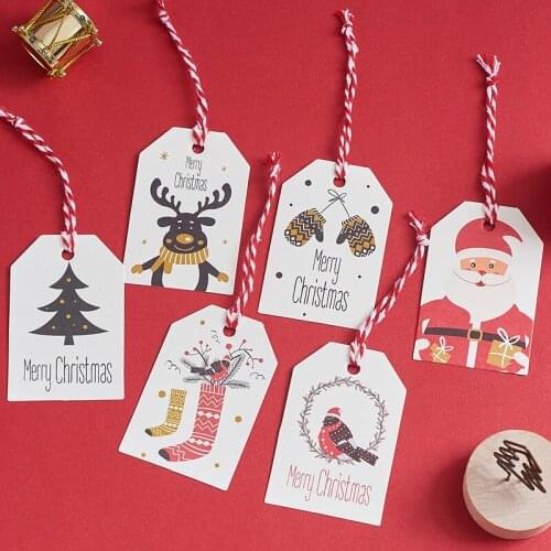 100pcs Merry Christmas Tags DIY Hanging Santa Claus Kraft Paper Card Gift Tag Label Christmas Tree Ornament Decorations for Home