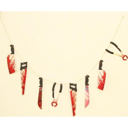20 sets Horror Spooky Halloween Party Haunted House Hanging Garland Pendant Banner Decoration Blood Knifes Tools
