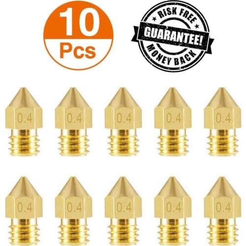 10PCS 3D Printer Nozzles, Upgrade Abrasion Resistant 0.4mm MK8 Extruder Nozzles Brass 3D Extruder Nozzle for 3D Printer Anet A8