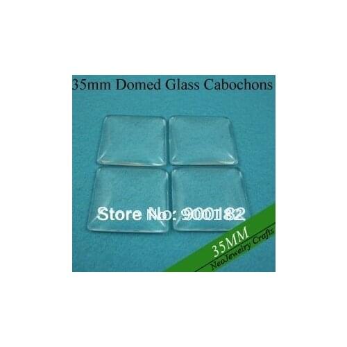 35mm Square Clear Domed Magnifying Glass Cabochons, Square Clear Glass Cabs, Clear Glass Domes
