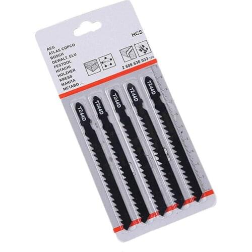 5Pcs/Set T244D HCS T-Shank Curved Jigsaw Blades Jig Saw Blade Tool Accessories 74mm for Wood Fast Cutting Tools