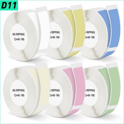 6 Pure Colors NIIMBOT D11 Label Printer Sticker D11 Label Paper Yellow White Label Tape D11 D110 Printer Ribbon 160pcs 12*40mm