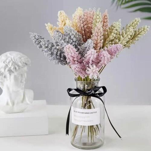 6 Pieces /Bundle Lavender Cheap PE Artificial Flower Plant Wall Decoration Bouquet Material Manual Diy Vases for Home Wholesale