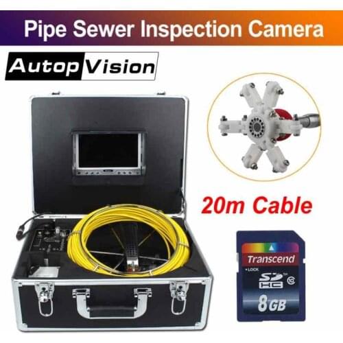 7D1 7" LCD 23MM Sewer Drain Pipeline Endoscope Camera with Pulley 20M Professional Pipe Sewer Inspection Tools with DVR function