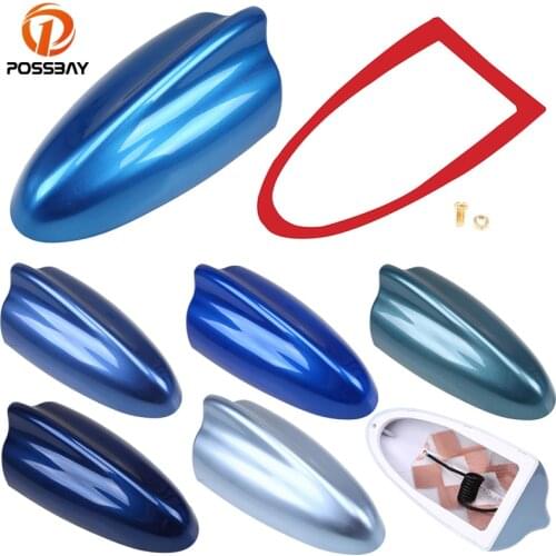 POSSBAY Car Shark Fin Roof Antenna Blue Series ABS AM/FM Auto Radio Signal Aerials for Mini Cooper Suzuki Swift Citroen VW BMW