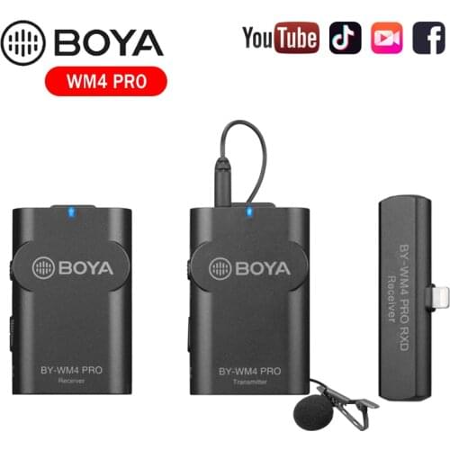 Boya BY-WM4 Pro K1/K2/K3/K4/K5/K6 Dual Channel 2.4G Wireless Studio Condenser Microphone Lavalier Interview Mic for DRLR Cameras