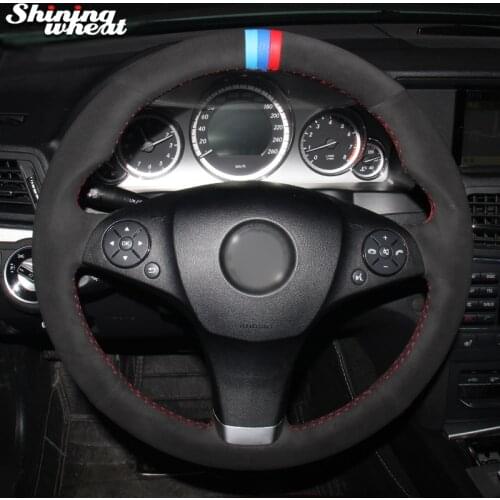 Shining wheat Black Suede Steering Wheel Cover for Mercedes-Benz e350 e260