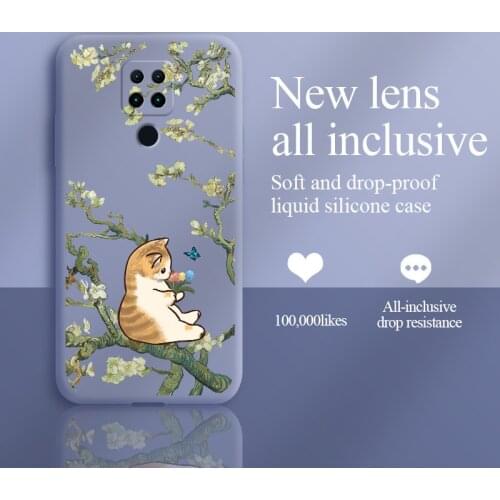 Docile Cat Phone Case For Xiaomi Redmi 9 9A Note 9 9T 8 7 Pro K40 K30 K20 Liquid Silicone Cover