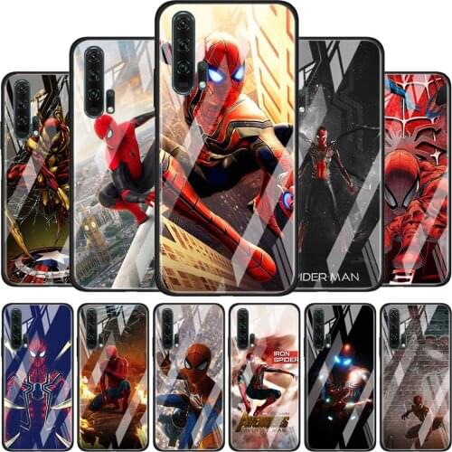 Iron Spider Avengers Tempered Glass Cover For Honor 30 20 10 9X 8X Lite Pro Plus Phone Case Coque Shell