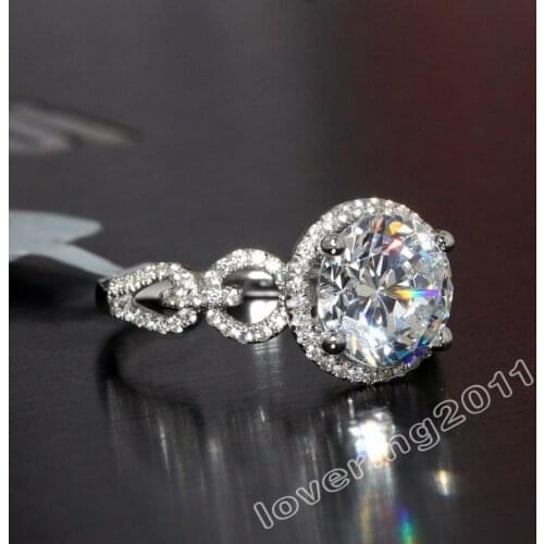 Choucong Jewelry Bright 3ct AAA CZ simulated stones 10KT White Gold Filled Women Engagement Wedding Band Ring Size 5-11 Gift