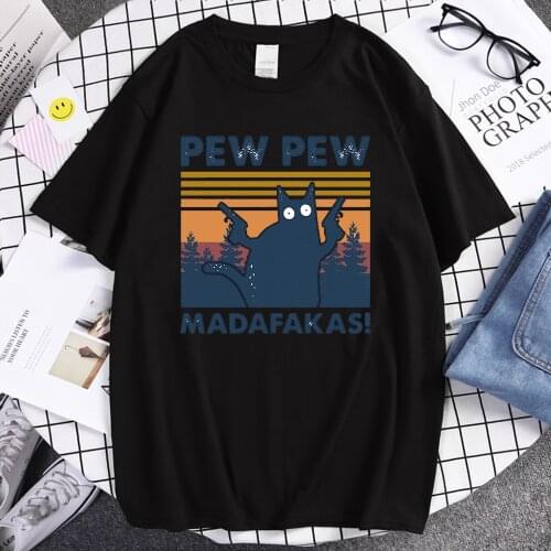 Pew Pew Madafakas Cartoon Funny T-Shirt Mens Casual Hip Hop Tee Shirts 2020 Summer Short Sleeve Tops Fashion Cotton T Shirts